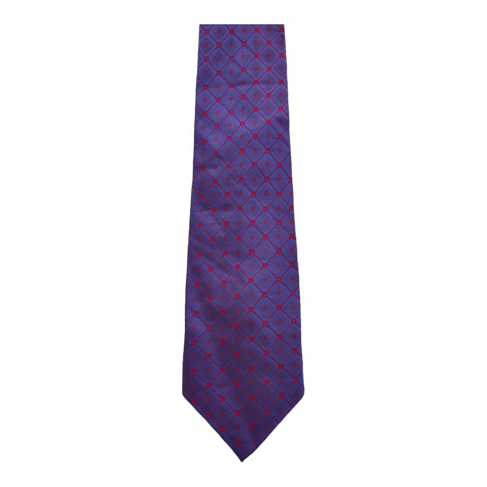 Next Check Pattern Holographic Blue Red 100% Silk Necktie